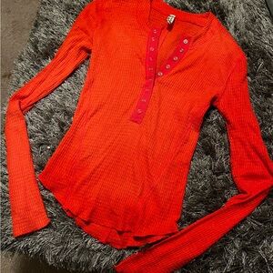 Free People one of the girls waffle thermal Henley